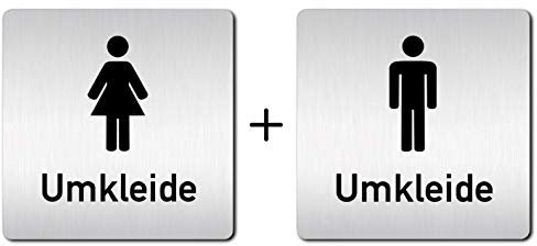 Türschilder24 XXL Schild - Türschild (B) • 125 x 125 x 1,5 mm • Umkleide Umkleideraum Herren/Damen Piktogramm • Aluminium Vollmaterial • 100% Made in Germany (Umkleide Damen + Herren (SET))