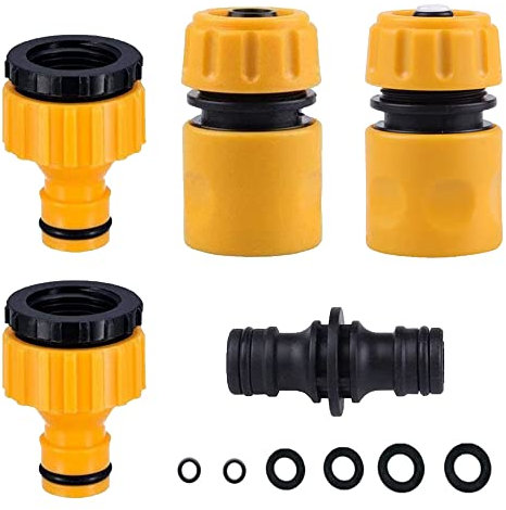 VReder Garden Hose Fitting Set - Quick Connector, Aqua Stop, 2in1 Tap Adapter & Double Male Snap Connector Kit