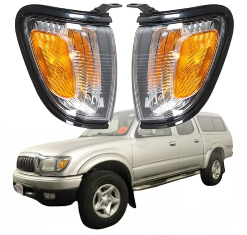 WFLNHB Front Driver and Passenger Side Parking/Side Marker Lights Replacement for Toyota Tacoma 2001-2004 Side Marker Corner Lights w/Black Trim 8161004070 8162004070