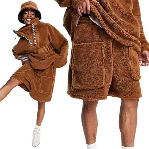 adidas X Ivy Park Unisex Sherpa Cargo Shorts, Wild Brown, Wild Brown, X-Small
