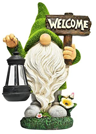 apofly Gnomi da Giardino con Resina a Luce Solare Statue gnoma Divertente Outdoor Cortile Decorazioni Lanterna,Nani da Giardino Esterno,Gnomo da Giardino,Statue da Giardino Esterno