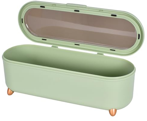 DEARBAG Scatola per Posate con Coperchio, Organizzatore Posate e Utensili, Organizer Cucina Adatto per Utensili e Posate, Contenitore Plastica Verde per Bacchette, Cucchiaio, Coltello, Forchetta