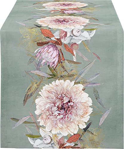 APELT Tischläufer Herbstzeit Satin grün Größe 48x140 cm
