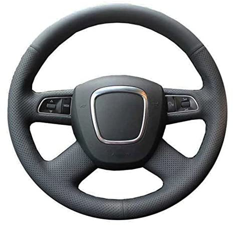 NINOMA Rotierendes Zubehör Handgenähter Auto-Kunstleder-Lenkradbezug Für Audi A4 B7 B8 A6 C6 2004-2011 Q5 2008-2012 Q7 (Color : 5-Yellow)