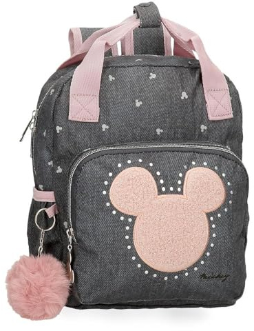 Disney Mickey Studs Schulrucksack, Schwarz, 23 x 28 x 10 cm, Polyester, 6,44 l, Schwarz, Schulrucksack