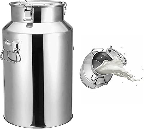 WQZStar Bauernhof-Milchkanne aus Edelstahl mit versiegeltem Deckel, 5 l–58 l, Milcheimer, Weineimer/luftdichter Aufbewahrungskanister, Milchtransportdose (24 l)