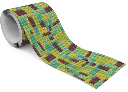 Muralo Bordüre Selbstklebend Grüne Bausteine, Wandbordüre - 10x300 cm | Tapetenbordüre, Modernes Design, UV-beständig, halbmatt, glatt und abriebfest - ideal für das Kinderzimmer