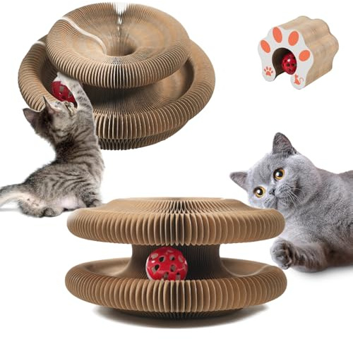 Lot de 2 griffoirs pour chat - Magic Organ Cat - Planche à gratter pour chat - Avec clochettes - Jouet rond pour chat - Jouet à gratter pour chat