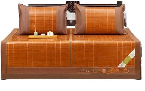 AMYSTY Sommer-Schlafmatte Sommer-Kühl-Isomatte Sommer-Isomatte, Natürliches Bambus-Kühlkissen, Glatte, Doppelseitige Klappbettmatte Bambusmatten-Bett Sommerschlafmatte(1.35 * 1.95M/53 * 76IN)