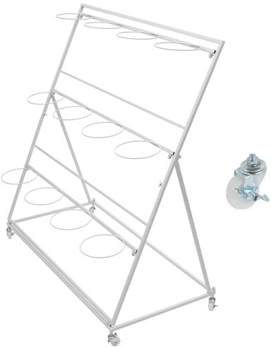 Generico Espositore per Fiori con Ruote, Carrello per Fiori in Ferro Battuto a 3 Strati, Portafiori Mobile Resistente per Soggiorno, Fiorista