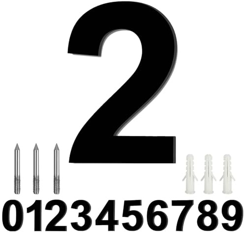 LUCKNIGHT House Numbers, Large Metal House Numbers, Floating Door Number, Made of Solid Stainless Steel, Flush Mount, for Outside Address Number Sign, 8 Inch (20.3 cm), Door Number 2