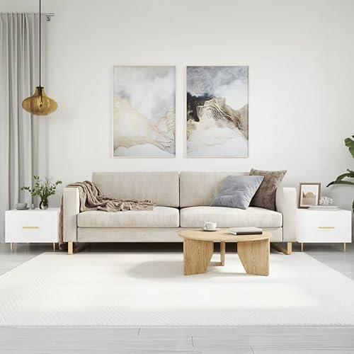 Lauuoeriau Tische, Akzenttische, Couchtische, 2 Stück, Hochglanz-Weiß, 50 x 50 x 40 cm, Holzwerkstoff