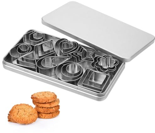ANDRESLAD 30pcs Metal Cookie Cutters Variety Pack Baking Shapes Set Flower Heart Round Molds Biscuit Cutters for DIY Pastry and Birthday Cake Decoration