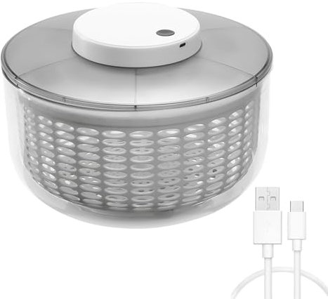 Essoreuse à Salade électrique, essoreuse à laitue Rechargeable par USB de 6 L, Rotation Automatique de la Salade, laveuse et essoreuse pour salades Vertes, laitue, Fruits et légumes