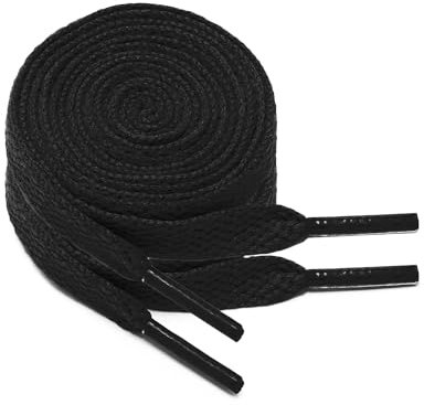 GOODSALEOK 2 Pares de Cordones Planos de 8mm Deporte Para Zapatillas Deportivas Adultos Resistente al Desgaste Presente Negro 100cm