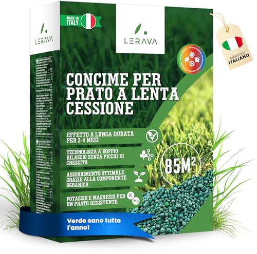 LERAVA® Langzeitdünger (1,7 kg) - Herbstdünger Rasen mit Langzeitwirkung - NPK Dünger für gesunden, dichten Rasen - Kontrollierte Nährstoffabgabe bis zu 3 Monate, Rasendünger Herbst