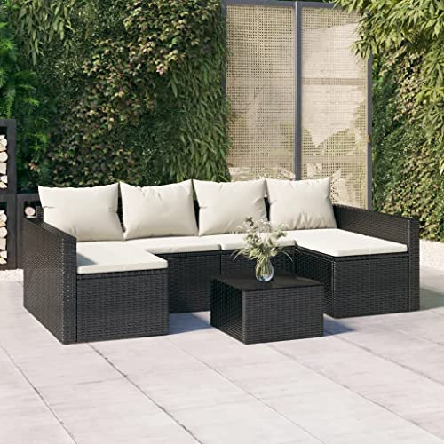 Xichuzi 2-TLG. Garten-Lounge-Set mit Kissen Schwarz Poly Rattan, Lounge Gartenmöbel Set, Terassenmöbel Wetterfest, Loungemöbel Terrasse, Gartenlounge, Garten Loungemöbel Set, 362343