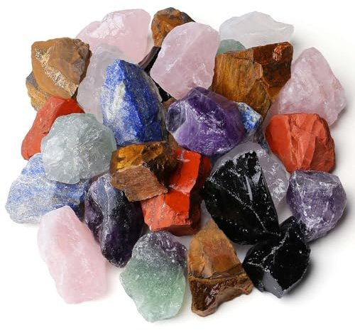 Mezcla multicolor de piedras naturales crudas de 2 pulgadas y 1 libra a granel, piedras preciosas grandes para vasos, cabañas, envoltura de alambre, pulido, curación de cristales de reiki, chakra,