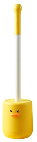 Alipis Cute Duck Toilet Brush with Holder Wall Mounted Toilet Bowl Brush and Base Long Handle Bathroom Cleaning Tool for Home Restroom Space Saving Storage