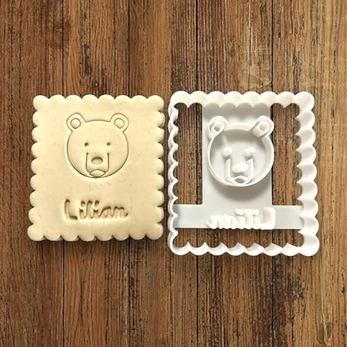 ELACE Emporte Pièce Ours à personnaliser avec prénom - Moule Biscuit Emporte Piece Enfant pour Biscuits, Gâteaux- Idéal pour Cadeau, Enfants Dimension 7.3x6.5x1.5cm