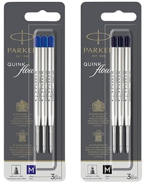 Parker Ballpoint Pen Refills | Medium Point | Set of Blue and Black QUINKflow Ink