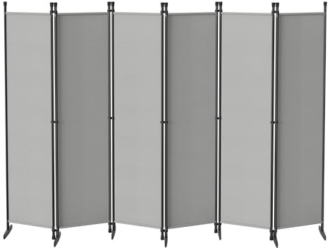 XMTECH Paravent Raumteiler 6-teilig 300x180cm Hellgrau Sichtschutz