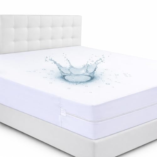 Double Waterproof Bed Bug Mattress Protector Zipper Anti Allergy Hypoallergenic Encasement Cover Bacteria Dust Mites Protector White