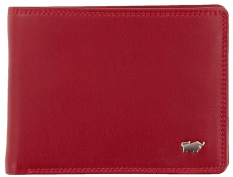 BRAUN BÜFFEL - Geldbörse Herren aus echtem Rindsleder Golf 2.0 - Geldbeutel Trifold Portemonnaie für Männer mit 8 Kartenfächern - Zeitlos klassisches Portmonee mit Netzfach & Münzfach - Edles Rot