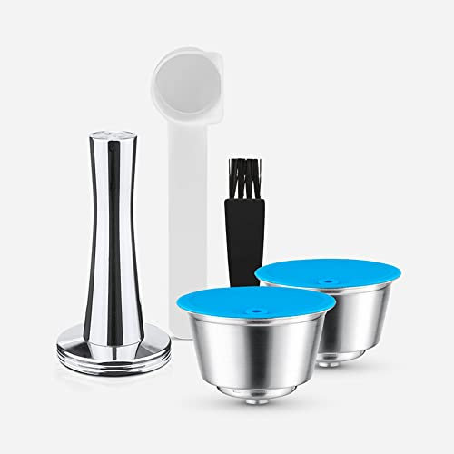 i Cafilas Wiederbefüllbare Kaffeekapsel für Dolce Gusto, Edelstahl Nachfüllbare Kapsel mit 1 löffel + 1 Reinigungsbürste + 1 Tamper