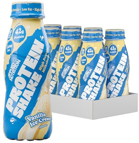 Applied Nutrition Protein Shakes - High Protein Shake Ready To Drink, Protein Drink With 42g Of Protein, Low Fat Protein Shake, On The Go Bottle - 8 x 500ml (Vanilla)