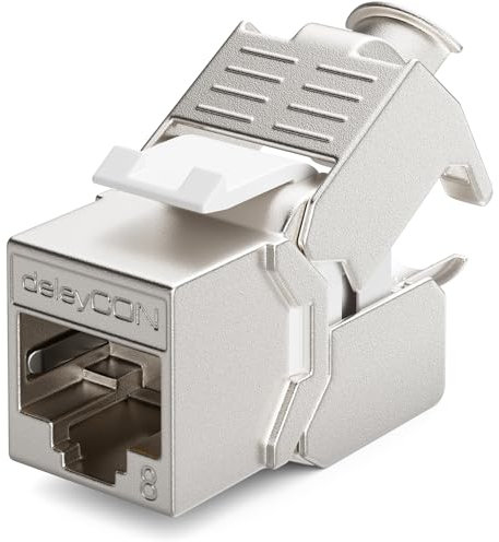 deleyCON 1x CAT 8 Modulo Jack Keystone Cavo Patch Cavo di Rete Ottimale per CAT8 CAT7 CAT7a Cavo di Installazione Connettore Schermatura STP Jack RJ45 Rete Pannello Patch Staffa Keystone Estensione