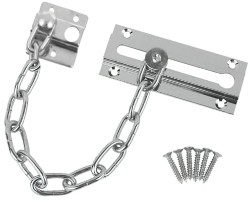 Garden Mile Security Door Chain Lock – Nickel Plated Silver Front Door Safety Chain with Slide Bolt – Heavy Duty Interior Door Guard for Home, Hotel & Apartment