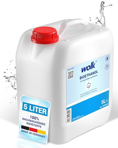 Bioethanol 5L Premium – Geruchsneutraler Brennstoff für Kamin, Tisch- & Gelkamine | 94% Reinheit | Rußfrei & Sicher – Made in Germany
