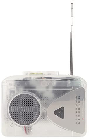 Reproductor de Casete Portátil, FM Am Radio Estéreo Cinta a MP3 Convertidor de Audio Reproductor de Música, con Conector de 3,5 Mm y Altavoz (Transparente)