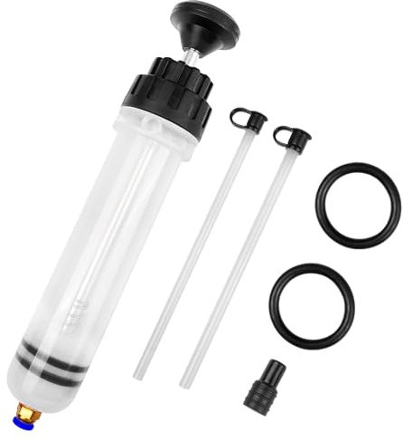 Frevoitna 200CC Siringa Grande, Pompa Aspira Olio Motore Auto, Pompetta Aspira Liquidi, Estrattore con 2 Tubi e Un Paio di Anelli di Gomma di Ricambio per Liquido dei Freni, Oli Trasmissione