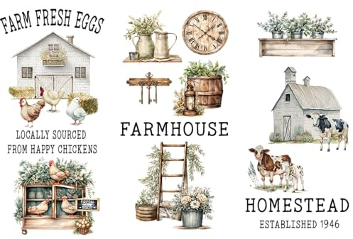 Thymeless Designs (Farmhouse) Transferfolie für Handwerk und Möbel, 3 Designbögen, 15,2 x 30,5 cm, Heimdekor-Transfer, Möbel- und Bastelaufkleber, 3 Stück