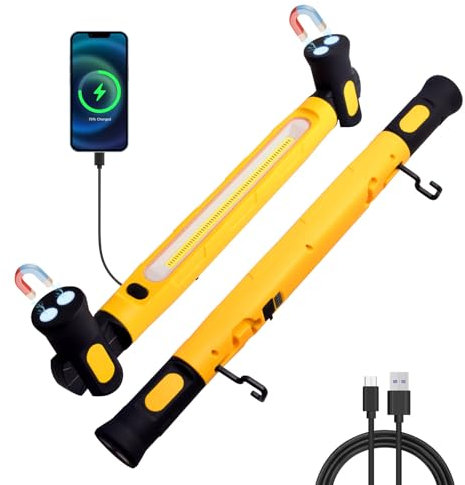 ERAY Faro LED Ricaricabile 3000LM, 6000mAh Lampada da Lavoro LED Ricaricabile, Lampada di Ispezione con Base Magnetica e Gancio 3 Modalità IP55, Faretto LED da Cantiere per Cofano/Garage/Officina
