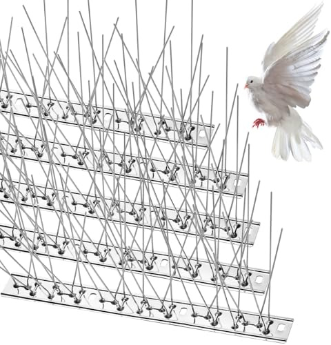 wohohoho Pinchos para palomas con base de acero inoxidable, 8,5 m, para techos y ventanas, juego de disuasión de aves para cuervos, gaviotas y pájaros pequeños