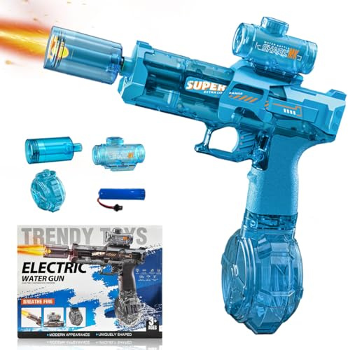 Electric Water Gun for Adults & Kids, Automatic Squirt Gun with LED Light Up Muzzle, 28-32 FT Long Range Water Blaster, High Capacity Battery Powered Water Pistol, Summer Outdoor Beach Pool Toy