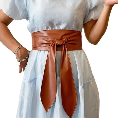 YDYAENIO Breiter Gürtel mit Schleife for Damen, breiter Gürtel, Kummerbunds, verzierte Taille, Wickelmantel, Kleid, Dekoration, Bekleidungszubehör für Kleider und Blusen(Camel)