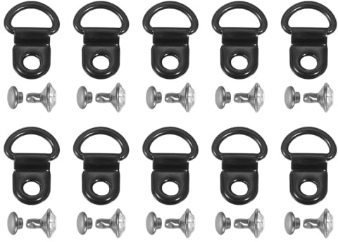 QUARKZMAN 10 Set Gancio per Lacci, Gancio a D per Lacci con Rivetti, Clip per Riparazione Occhielli per Scarpe da Escursionismo Borsa in Pelle, 9x14mm Nero Lucido