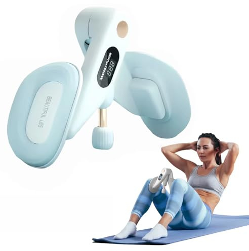 Oberschenkeltrainer Beckenbodentrainer für Frau und Männer, Beckenbodentrainer mit LED Display, Misst Wiederholungen, Zeit & Kalorien, Beinpresse Bein Beckenboden Trainingsgerät für Zuhause (Blau)