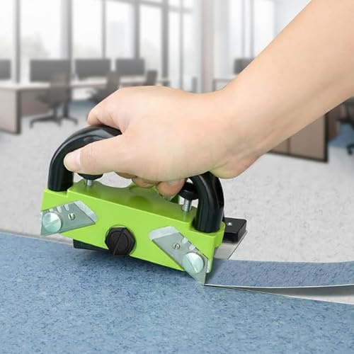 FLNOZAMZ Cortador de Suelo de PVC Portátil, Profundidad y Espacios Ajustables, Cuchillo Sin Costuras para Laminado y PVC con 10 Cuchillas, Cuerpo de Aleación de Aluminio y Base