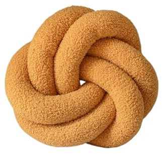 DUBTEDHOU Coussin noué tissé à la Main, Coussin Rond noué tissé à la Main, Peluche Multicolore de 22cm(Turmeric)