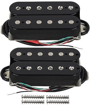 FLEOR E-Gitarren-Humbucker-Tonabnehmer, Doppelspulen-Gitarrensteg-Tonabnehmer und Hals-Tonabnehmer-Set – Schwarz