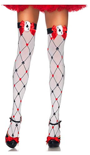 Horror-Shop Overknees mit Spielkartenmotiv für Karneval, Halloween & Motto Party