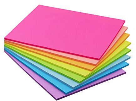 Sticky Notes 8x6 inch Bright Colors Self-Stick Pads 8 Pads/Pack 35 Sheets/Pad Total 280 Sheets