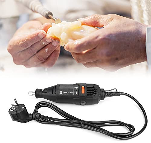 Fafeicy 8000-30000R/min Mini taladro eléctrico, amoladora pulidora rotativa 220V/60HZ 130W, con 5 ajustes de velocidad(EU Plug 220V)
