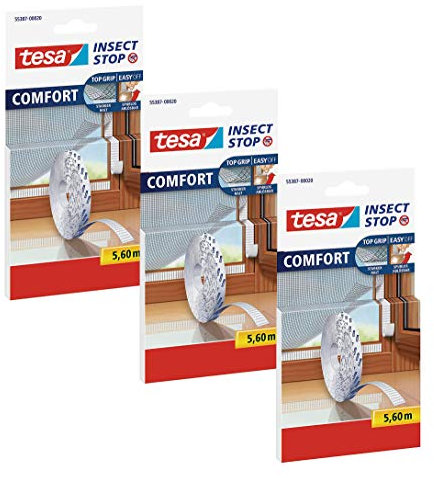 TESA Comfort Refill Roll Fliegengitter Klettband Ersatzrolle, blanco (3x 5,6m (Standard))