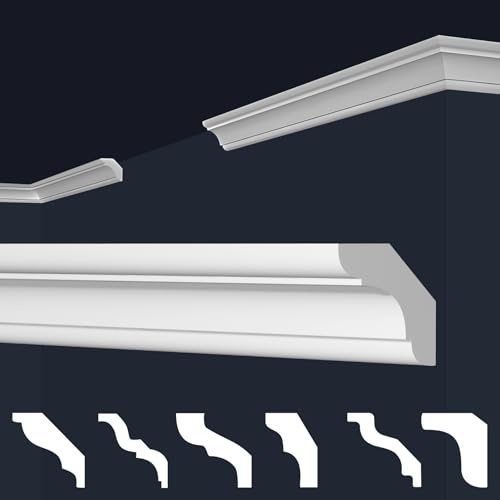 MARBET DESIGN Stuckleisten XPS Styropor weiß - Deckenleisten Stuck Decken Styroporleisten E-Leisten - (20 Meter / 10 Leisten E-23)